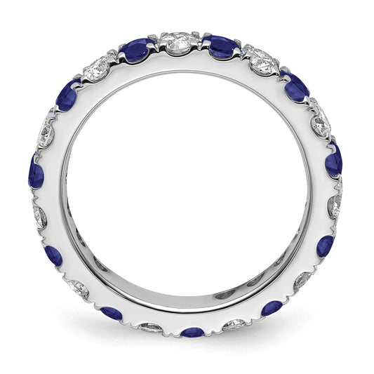14k White Gold Lab Grown Diamond and Created Blue Sapphire Eternity Band Ring