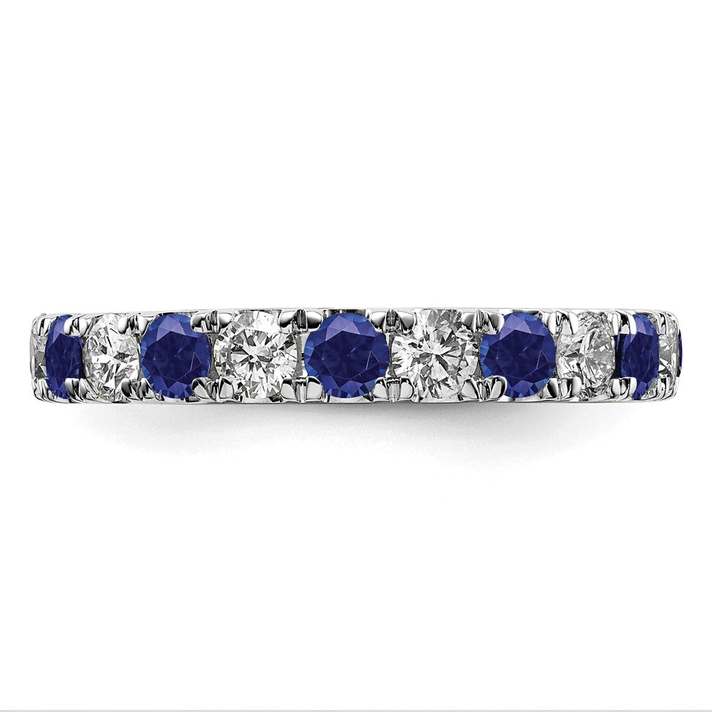14k White Gold Lab Grown Diamond and Created Blue Sapphire Eternity Band Ring