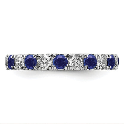 14k White Gold Lab Grown Diamond and Created Blue Sapphire Eternity Band Ring