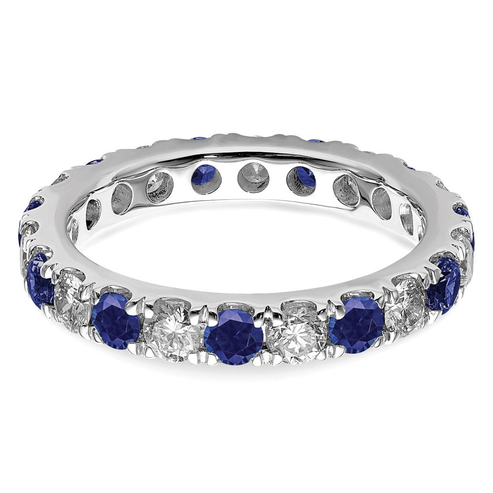 14k White Gold Lab Grown Diamond and Created Blue Sapphire Eternity Band Ring