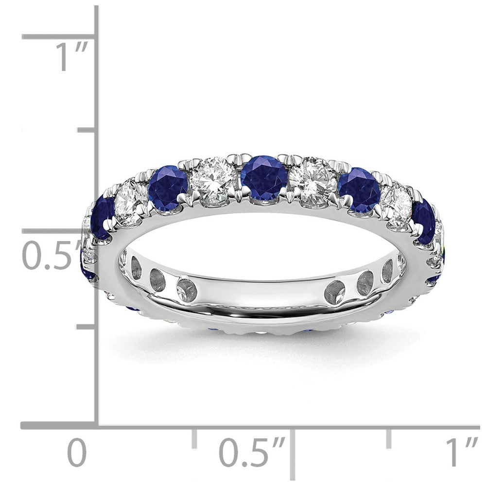 14k White Gold Lab Grown Diamond and Created Blue Sapphire Eternity Band Ring