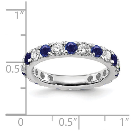 14k White Gold Lab Grown Diamond and Created Blue Sapphire Eternity Band Ring