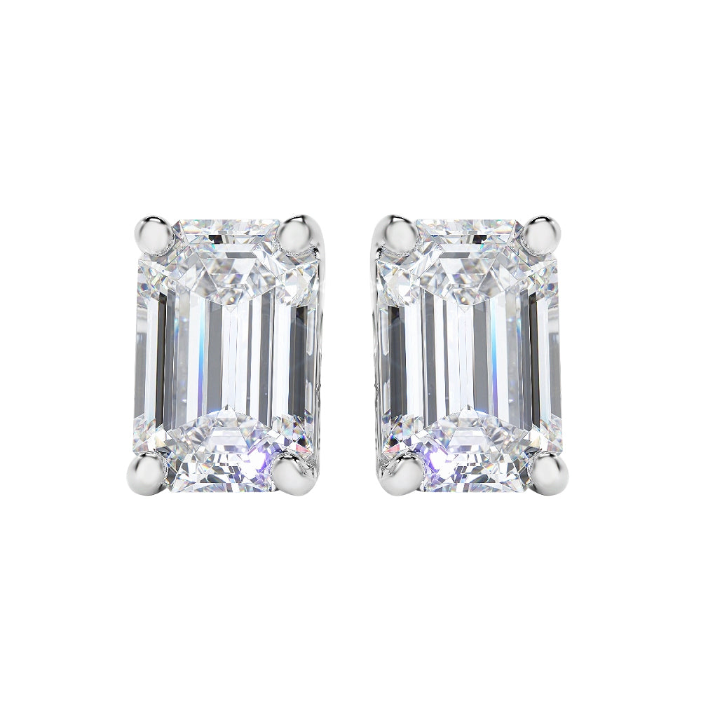 Solitaire Lab Grown Diamond Stud Earrings 14k White Gold VS Clarity, E-F Color with Post Butterfly