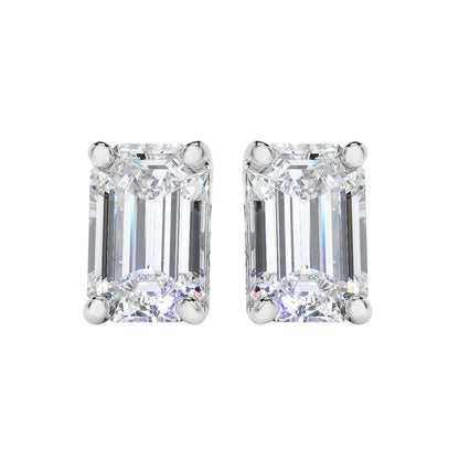 Solitaire Lab Grown Diamond Stud Earrings 14k White Gold VS Clarity, E-F Color with Post Butterfly