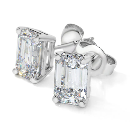 Solitaire Lab Grown Diamond Stud Earrings 14k White Gold VS Clarity, E-F Color with Post Butterfly