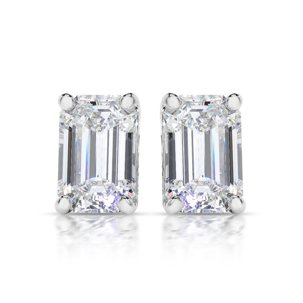 Solitaire Lab Grown Diamond Stud Earrings 14k White Gold VS Clarity, E-F Color with Post Butterfly