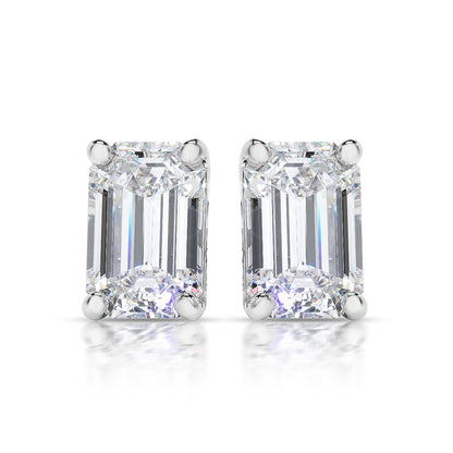 Solitaire Lab Grown Diamond Stud Earrings 14k White Gold VS Clarity, E-F Color with Post Butterfly