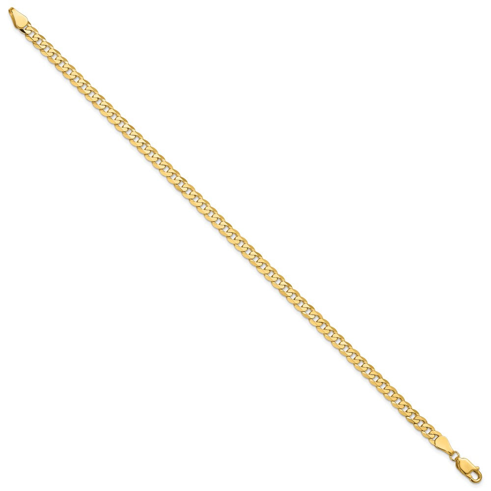 14k Yellow Gold 4.75mm Flat Beveled Curb Link Bracelet with Lobster Clasp 7"