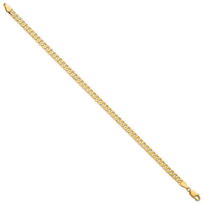 14k Yellow Gold 4.75mm Flat Beveled Curb Link Bracelet with Lobster Clasp 7"