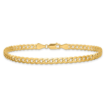 14k Yellow Gold 4.75mm Flat Beveled Curb Link Bracelet with Lobster Clasp 7"