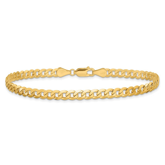 14k Yellow Gold 4.75mm Flat Beveled Curb Link Bracelet with Lobster Clasp 7"