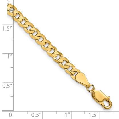14k Yellow Gold 4.75mm Flat Beveled Curb Link Bracelet with Lobster Clasp 7"