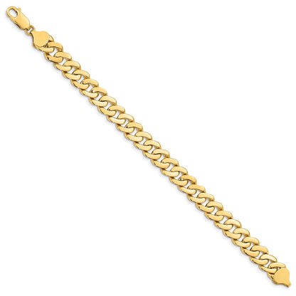 14k Yellow Gold 8.5mm Solid Hand-Polished Fancy Curb Link Bracelet 7"
