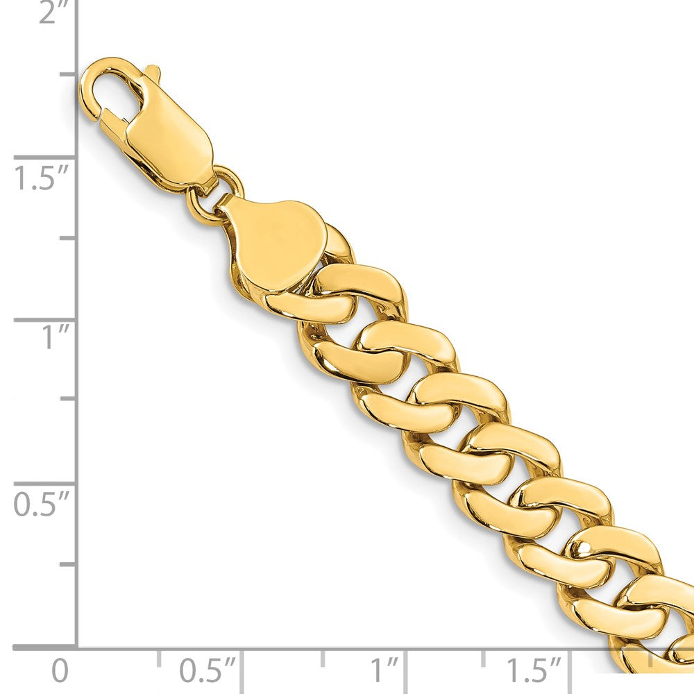 14k Yellow Gold 8.5mm Solid Hand-Polished Fancy Curb Link Bracelet 7"