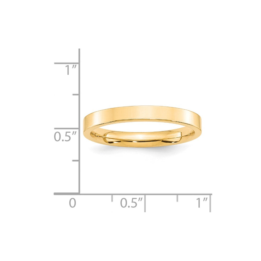 14k Yellow Gold 3mm Standard Weight Flat Comfort Fit Wedding Band Ring