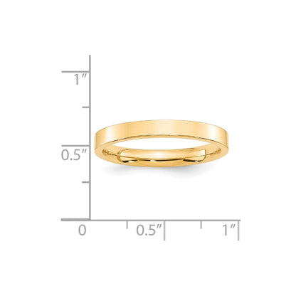 14k Yellow Gold 3mm Standard Weight Flat Comfort Fit Wedding Band Ring