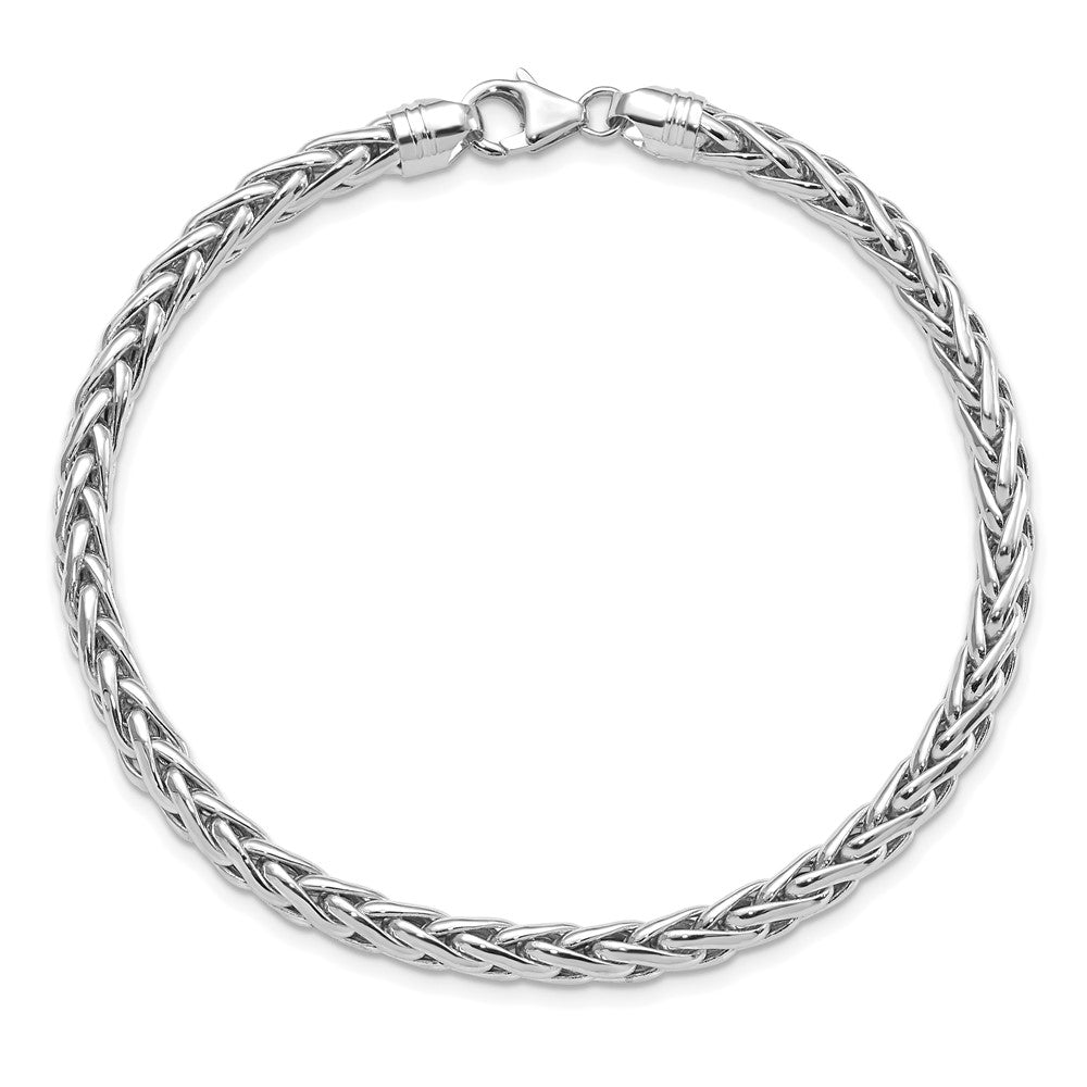 14k White Gold Polished 5mm Fancy Wheat Chain Bracelet 8.5 inch