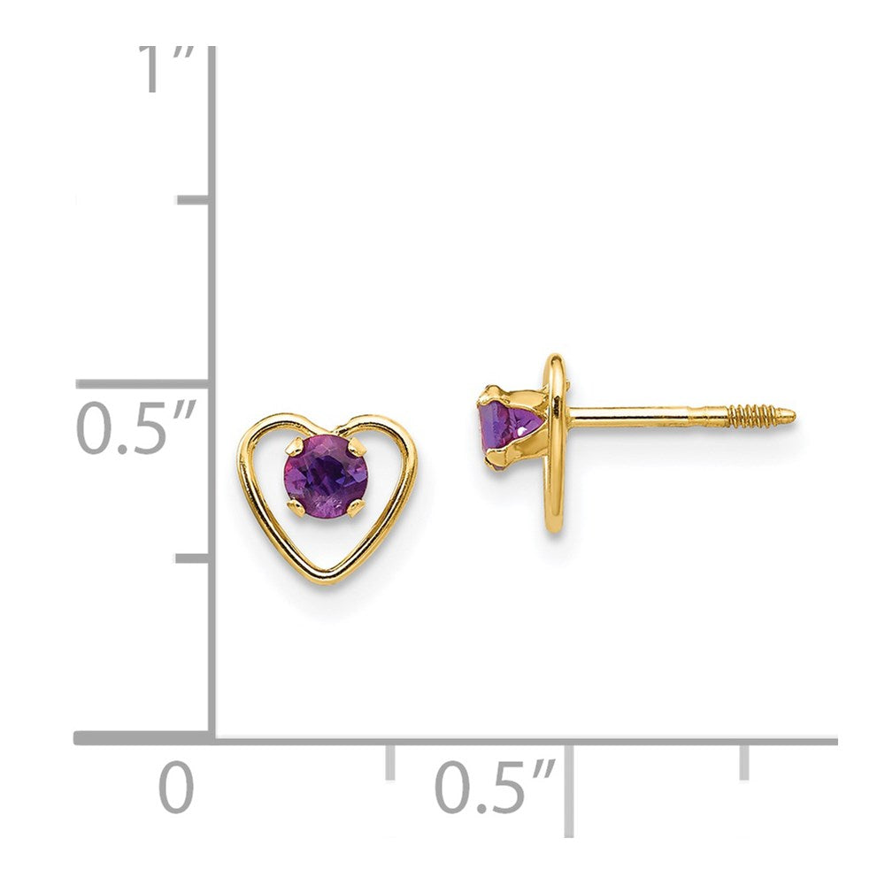 14k Yellow Gold 3mm Genuine Garnet Birthstone Heart Stud Earrings