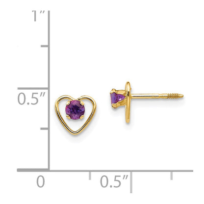 14k Yellow Gold 3mm Genuine Garnet Birthstone Heart Stud Earrings