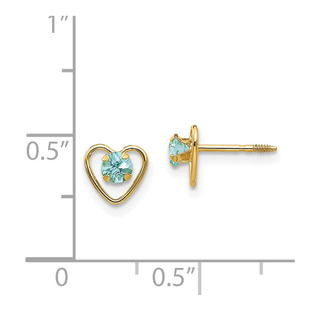 14k Yellow Gold 3mm Genuine Garnet Birthstone Heart Stud Earrings