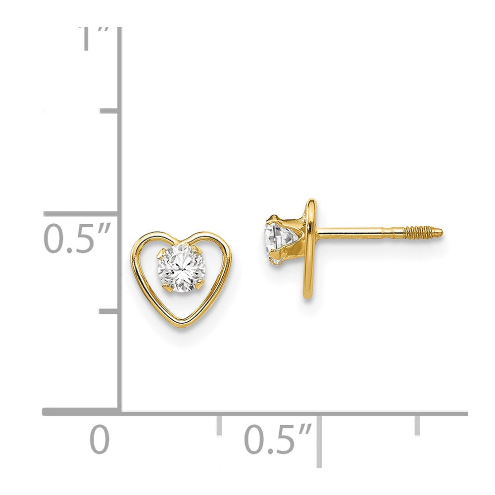 14k Yellow Gold 3mm Genuine Garnet Birthstone Heart Stud Earrings