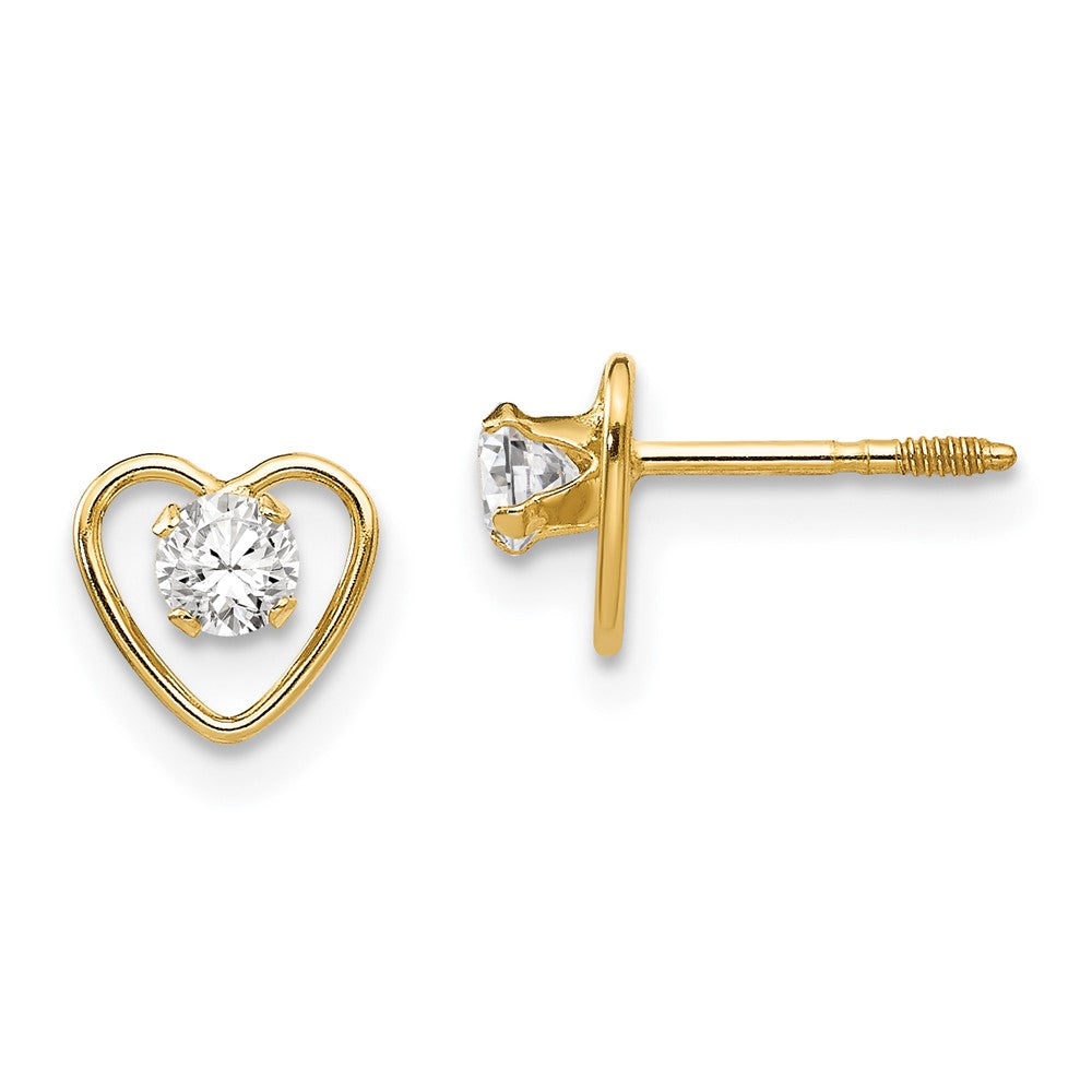 14k Yellow Gold 3mm Genuine Garnet Birthstone Heart Stud Earrings
