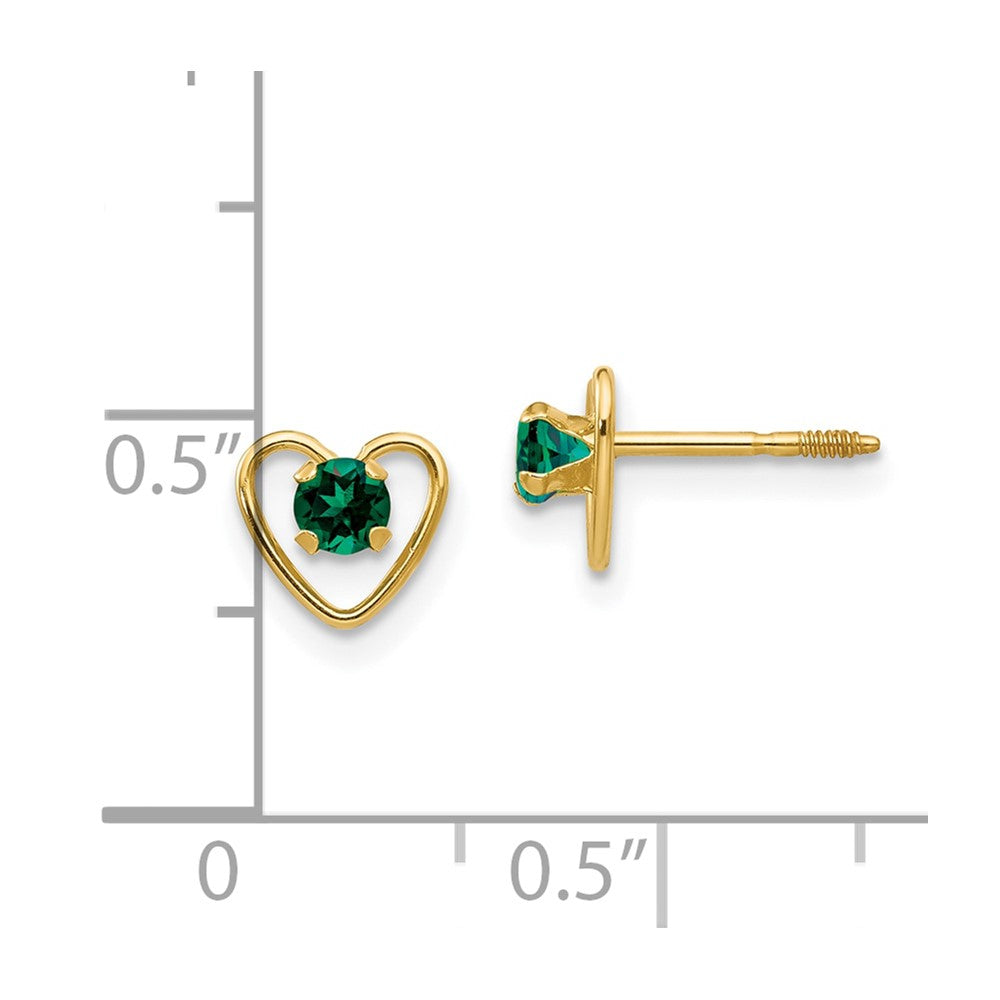 14k Yellow Gold 3mm Genuine Garnet Birthstone Heart Stud Earrings
