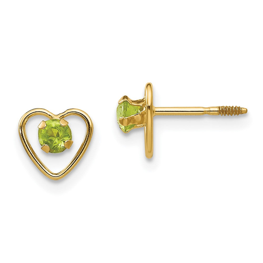 14k Yellow Gold 3mm Genuine Garnet Birthstone Heart Stud Earrings