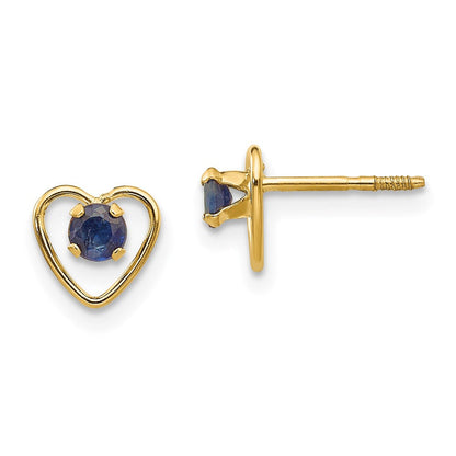 14k Yellow Gold 3mm Genuine Garnet Birthstone Heart Stud Earrings
