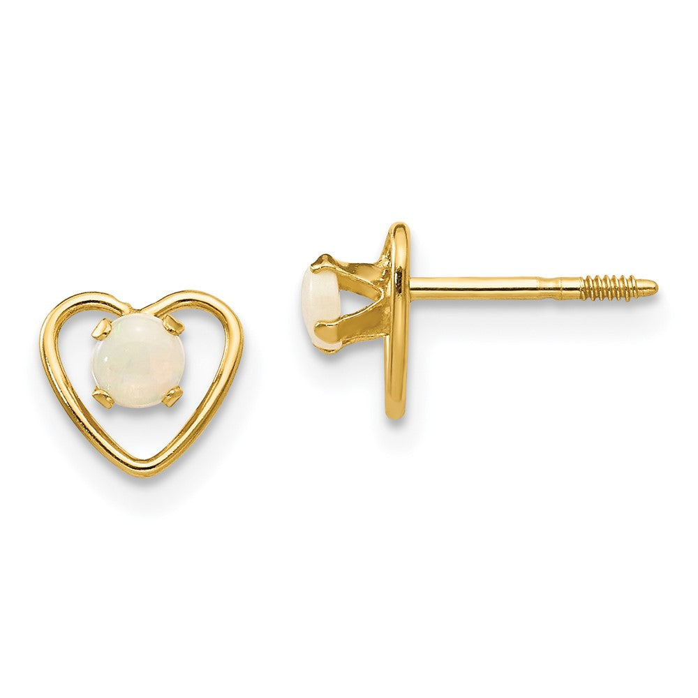 14k Yellow Gold 3mm Genuine Garnet Birthstone Heart Stud Earrings