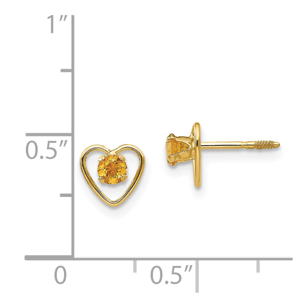 14k Yellow Gold 3mm Genuine Garnet Birthstone Heart Stud Earrings
