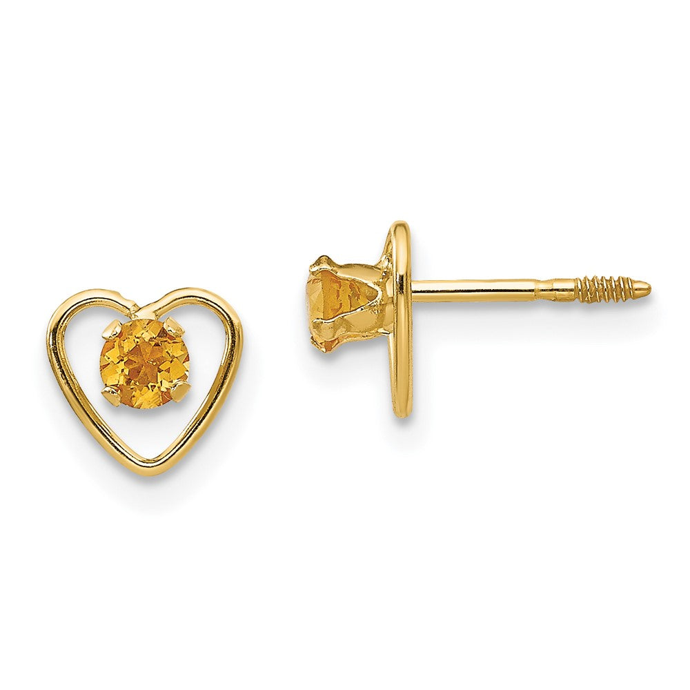 14k Yellow Gold 3mm Genuine Garnet Birthstone Heart Stud Earrings