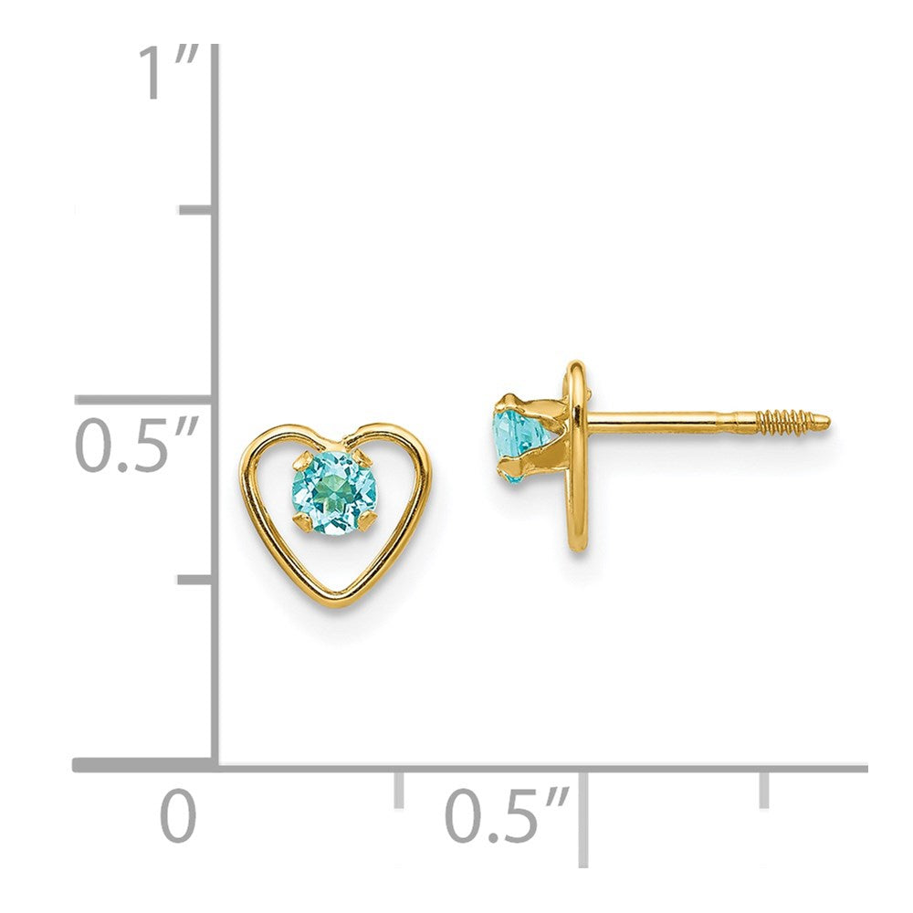 14k Yellow Gold 3mm Genuine Garnet Birthstone Heart Stud Earrings
