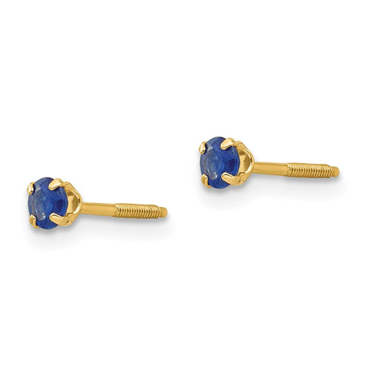 14k Yellow Gold 3mm Sapphire Birthstone Stud Earrings