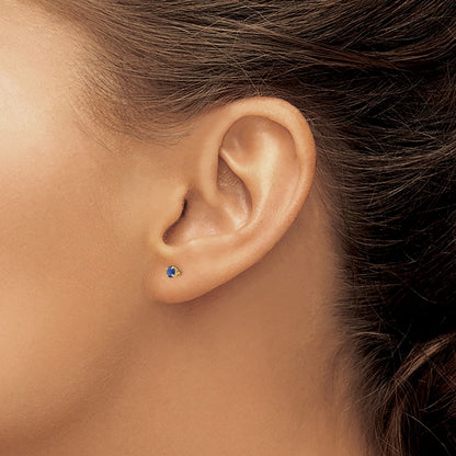14k Yellow Gold 3mm Sapphire Birthstone Stud Earrings