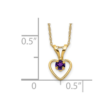 14k Yellow Gold 3mm Garnet Birthstone Heart Pendant Necklace 18"