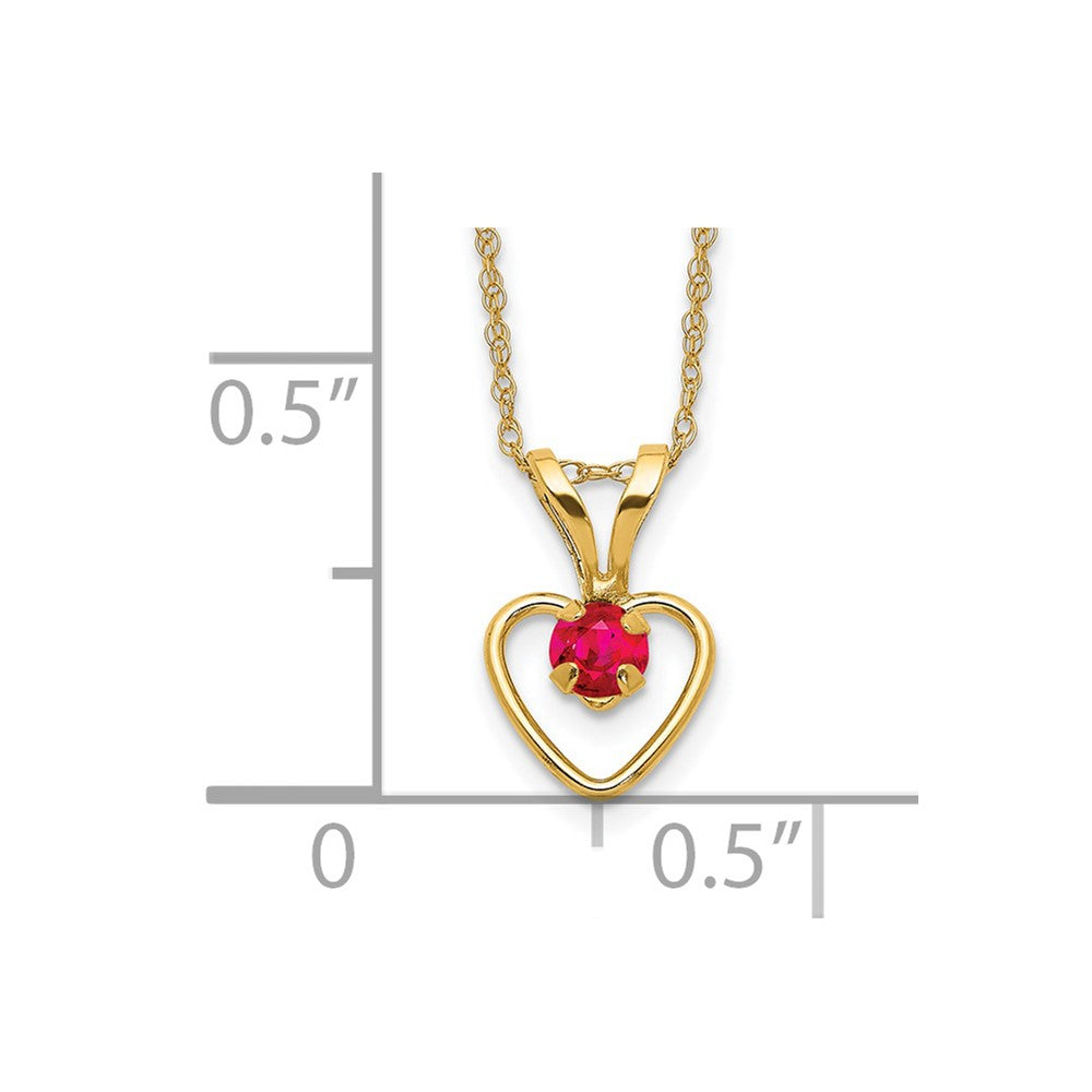 14k Yellow Gold 3mm Garnet Birthstone Heart Pendant Necklace 18"