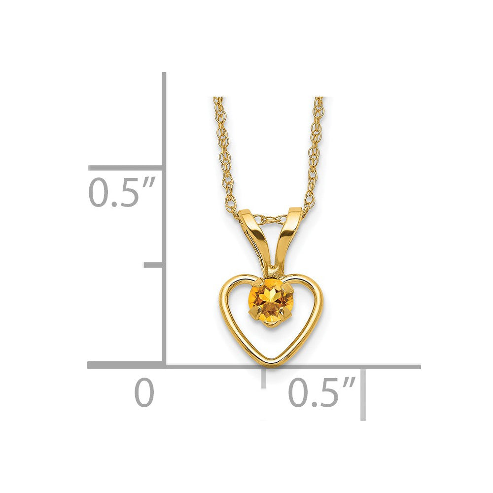 14k Yellow Gold 3mm Garnet Birthstone Heart Pendant Necklace 18"