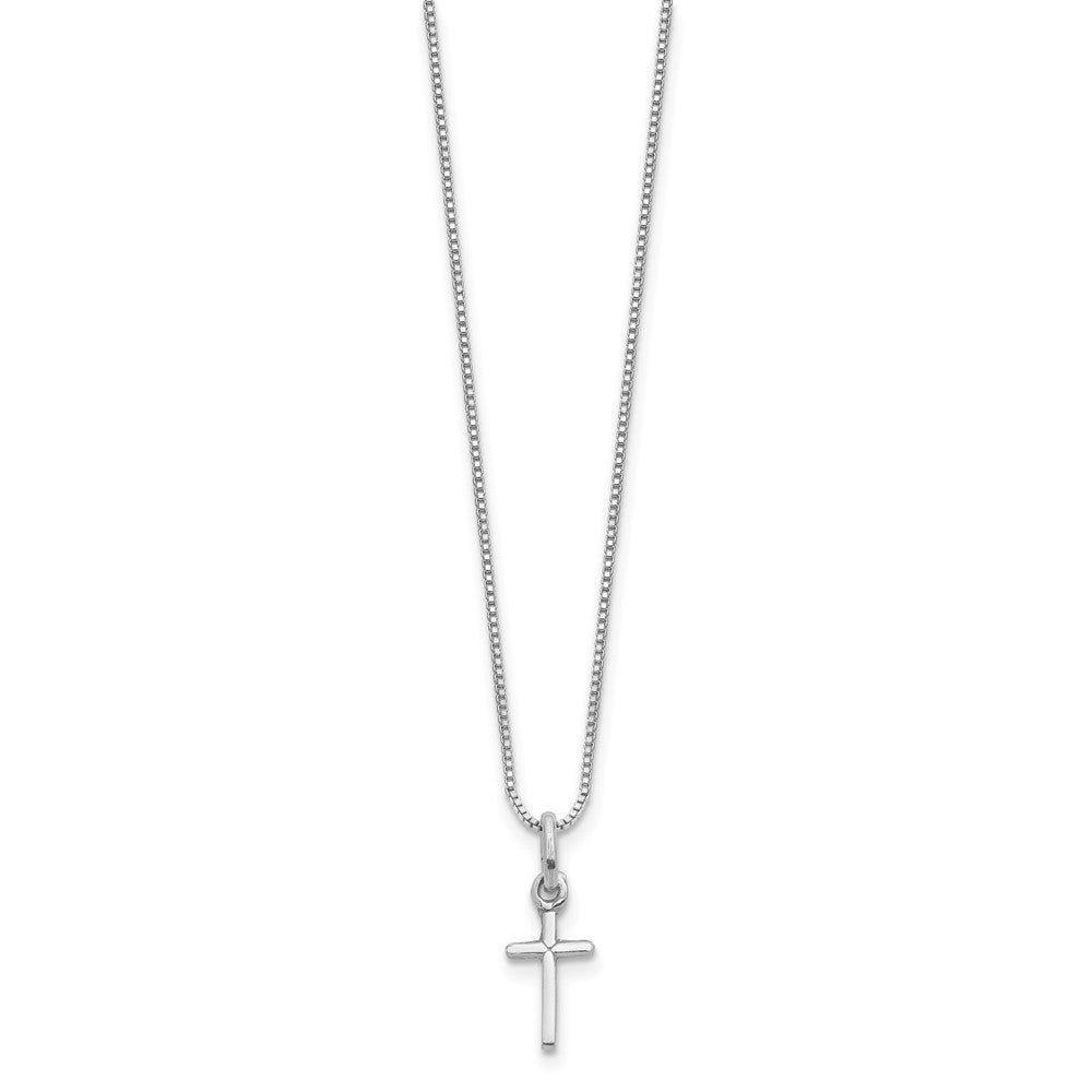 Sterling Silver Polished Cross Necklace 14"