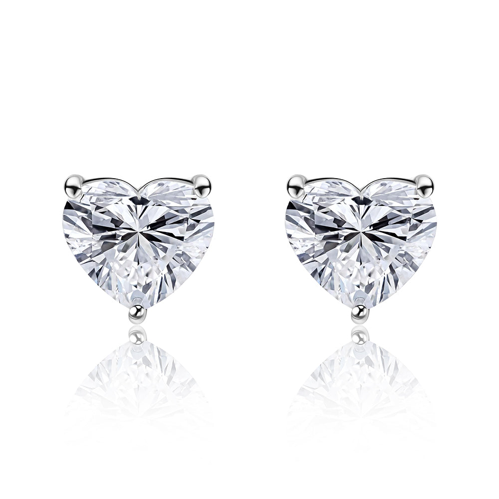 Heart Shape Solitaire Lab Grown Diamond Stud Earrings 14k White Gold VS Clarity, E-F Color with Post Butterfly
