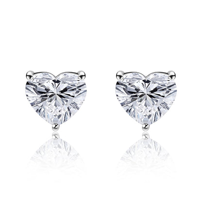 Heart Shape Solitaire Lab Grown Diamond Stud Earrings 14k White Gold VS Clarity, E-F Color with Post Butterfly