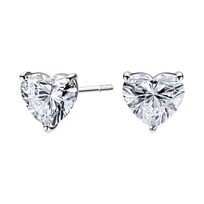 Heart Shape Solitaire Lab Grown Diamond Stud Earrings 14k White Gold VS Clarity, E-F Color with Post Butterfly