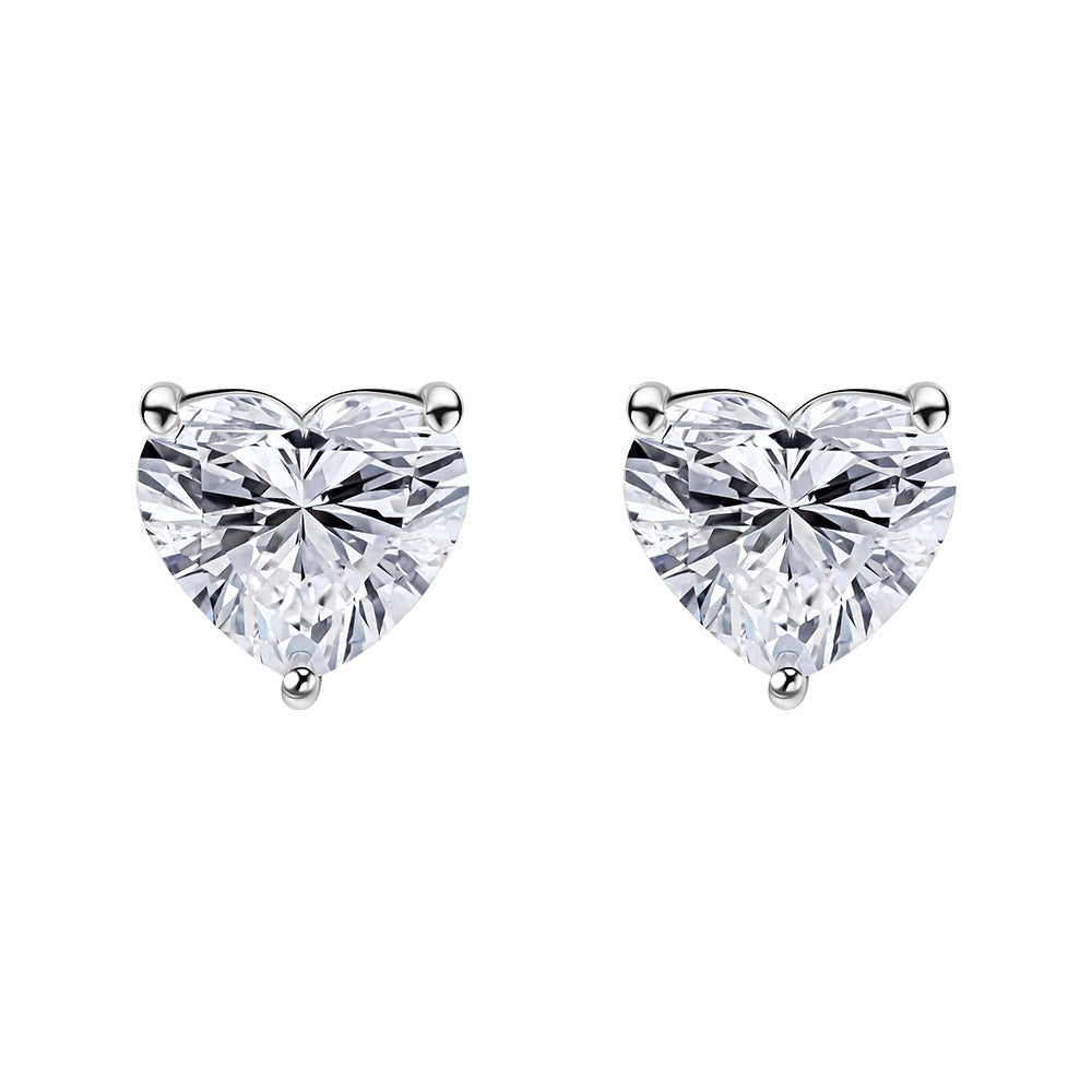 Heart Shape Solitaire Lab Grown Diamond Stud Earrings 14k White Gold VS Clarity, E-F Color with Post Butterfly