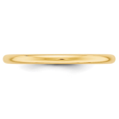 14k Yellow Gold 2mm Half Round Wedding Band Ring
