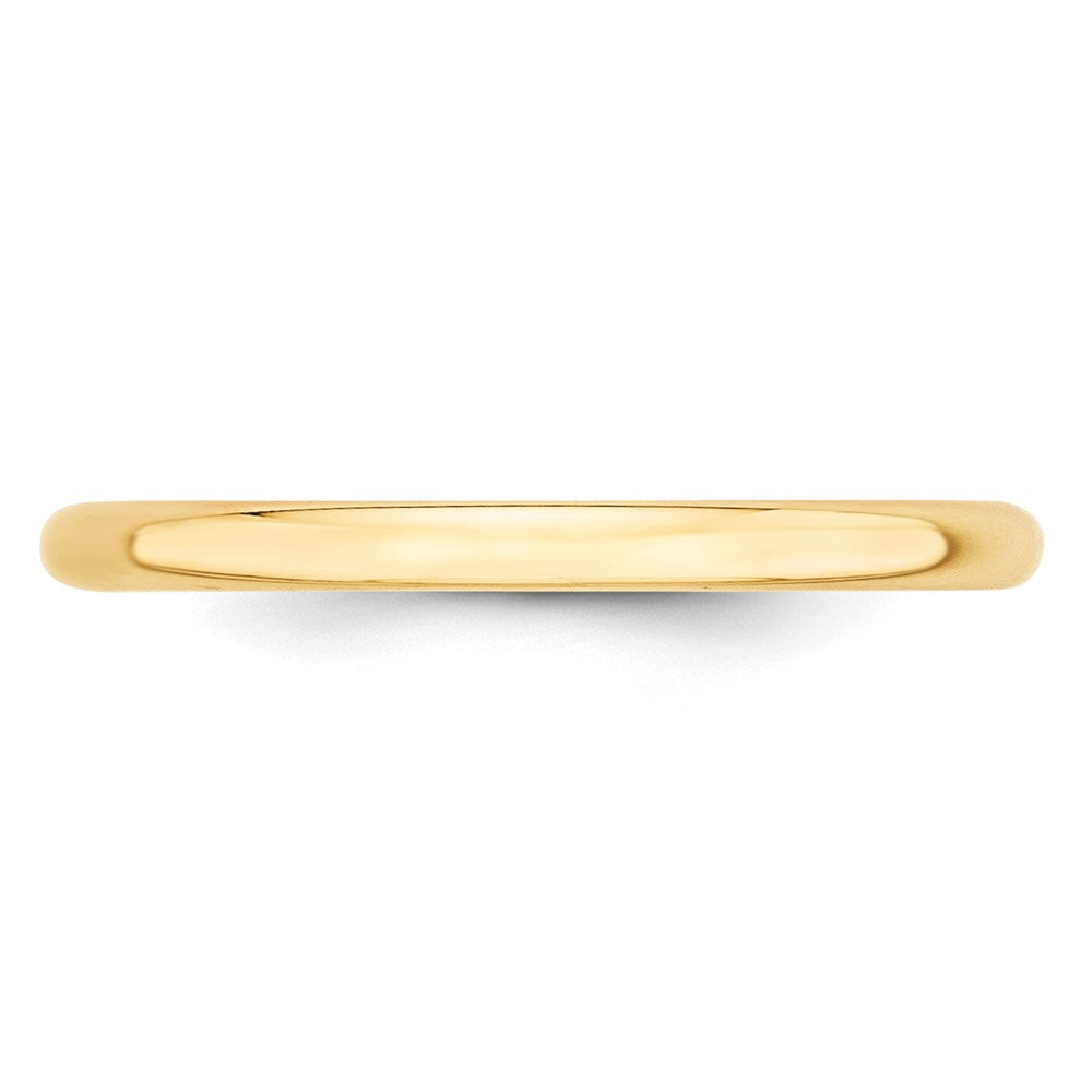 14k Yellow Gold 2mm Lightweight Half Round Wedding Band Ring