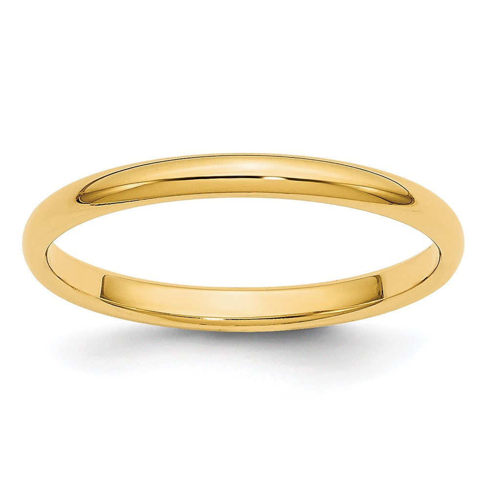 14k Yellow Gold 2mm Lightweight Half Round Wedding Band Ring
