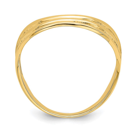 14K Yellow Gold Triple Wave Fashion Thumb Ring Size 9
