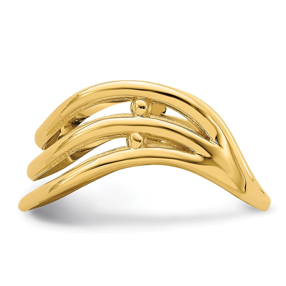 14K Yellow Gold Triple Wave Fashion Thumb Ring Size 9