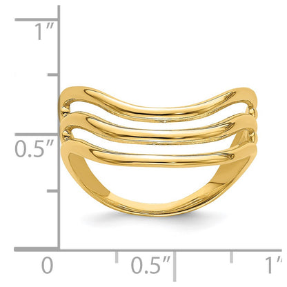 14K Yellow Gold Triple Wave Fashion Thumb Ring Size 9