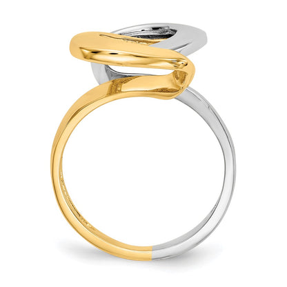 14K Two-tone Fashion Swirl O Ring Size 7